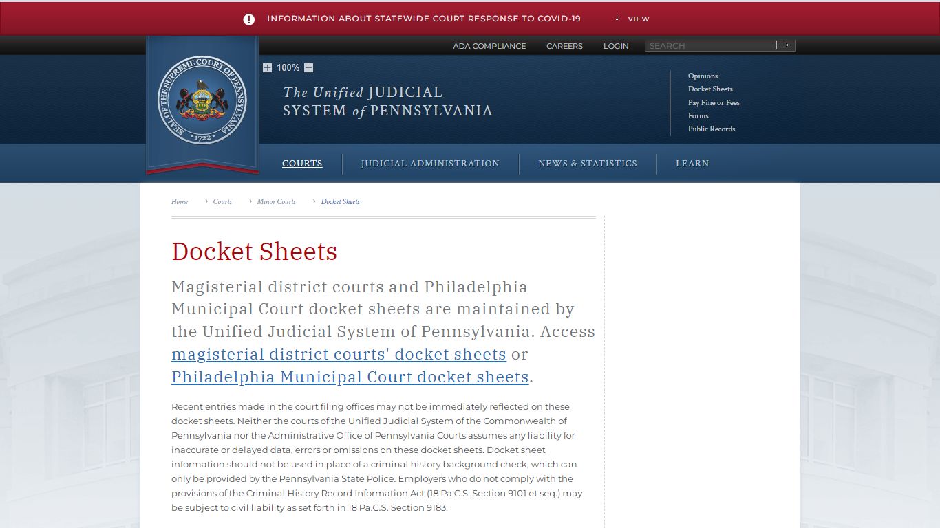 Minor Courts - Unified Judicial System of Pennsylvania